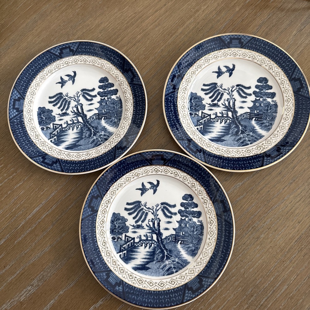 Double Phoenix Plates 7" NKT Porcelain Ironstone Blue Willow Japan